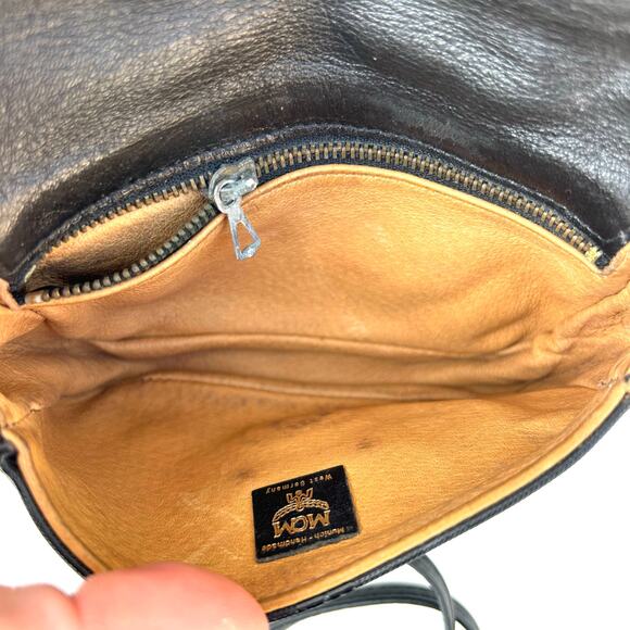 MCM Mini Visetos Crossbody Bag Micro Monogram Purse Black Coated Canvas Small - Picture 10 of 14